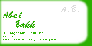 abel bakk business card