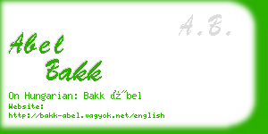 abel bakk business card
